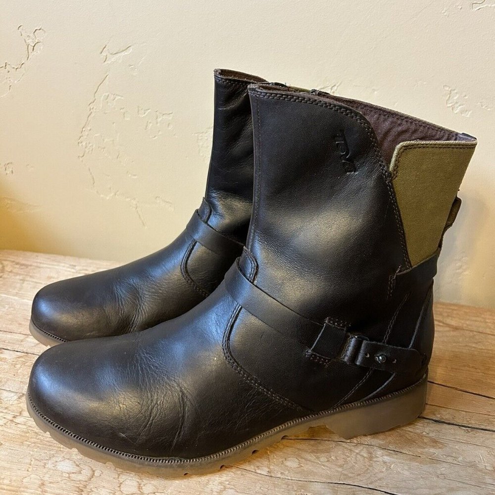 Teva De La Vina Low Waterproof Leather Canvas Brown Boots Women's Size US 10